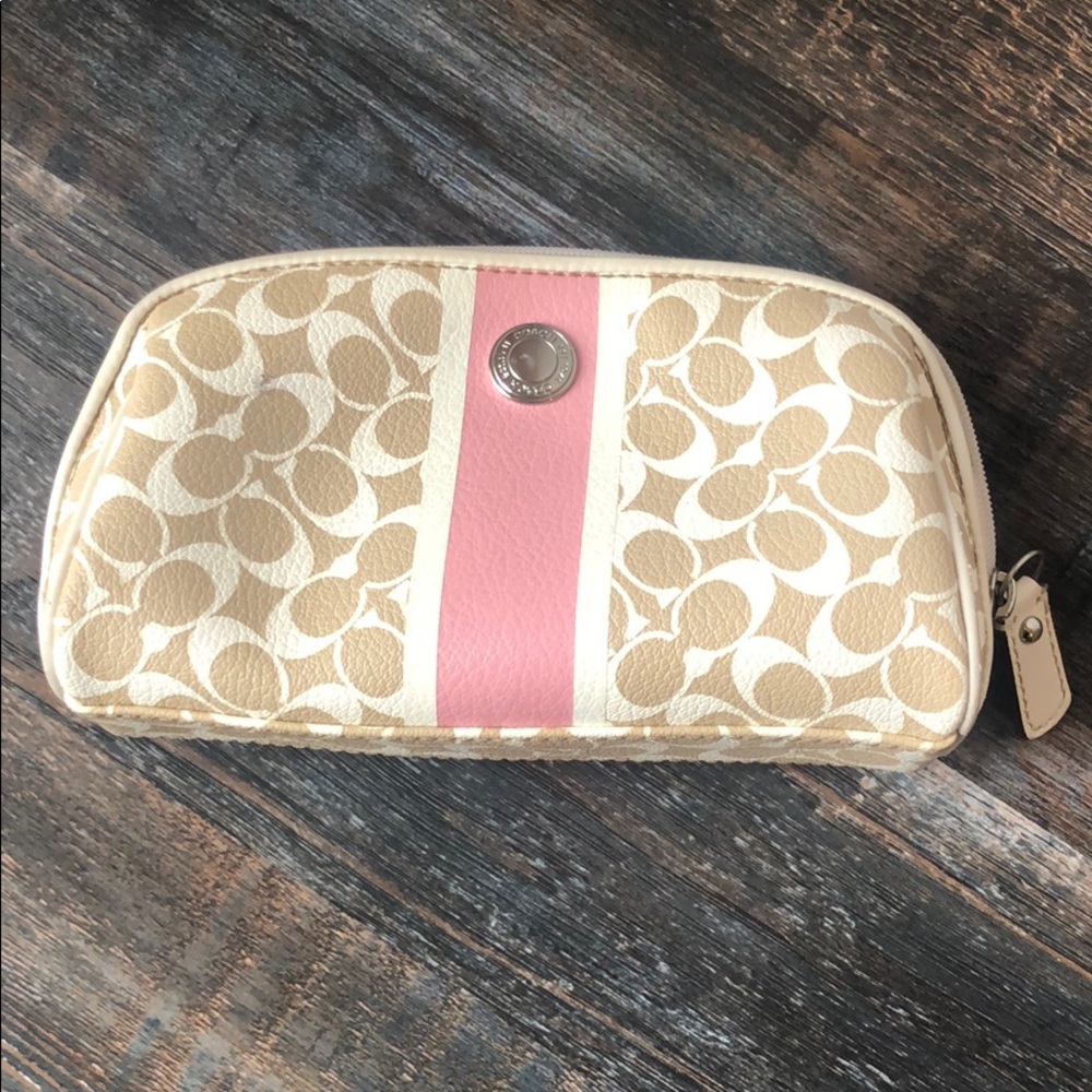Coach leather makeup bag